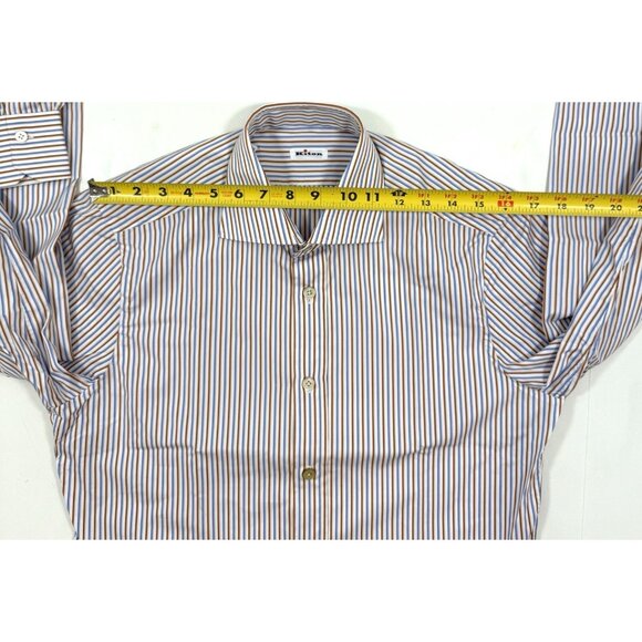Kiton Napoli Mens Dress Shirt Long Sleeve Designer Size 15.5/39 Striped Italy - Picture 11 of 14
